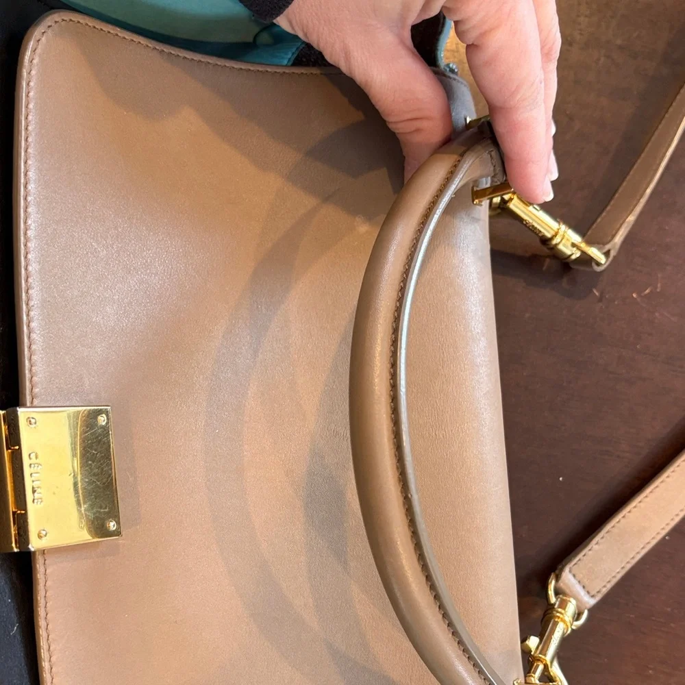 Celine Tricolor Satchel in Brown, Black, and Teal - Picture 7 of 14